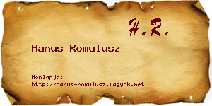 Hanus Romulusz névjegykártya